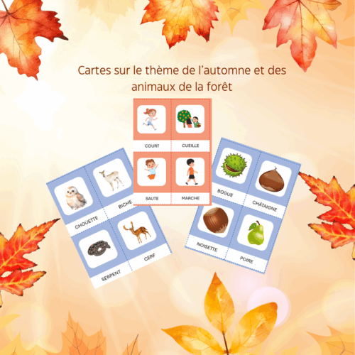 Cartes PS sur le thème de l’automne et des animaux de la forêt.
